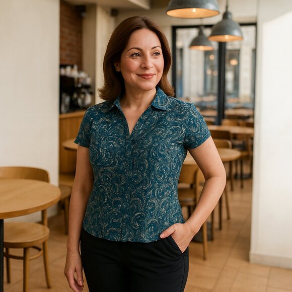 Charter Club Multi Color Paisley Blouse - Picture 2 of 7